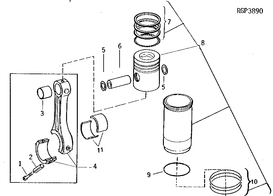 Схема запчастей John Deere 90B - 25 - PISTONS, RINGS, LINERS, AND CONNECTING RODS 10 - ENGINE