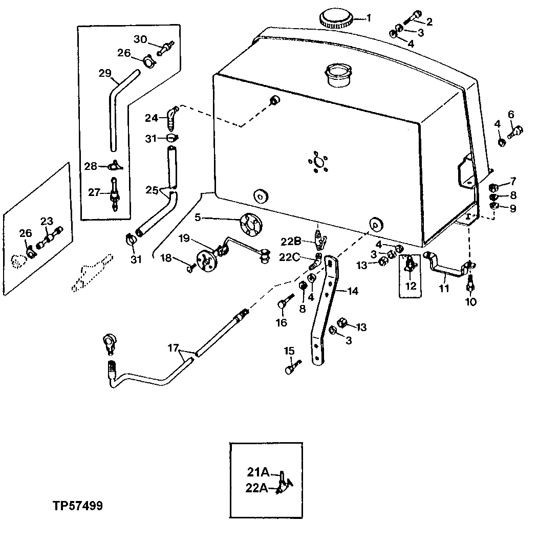Схема запчастей John Deere 90B - 1A - FUEL TANK 30 - FUEL SYSTEM