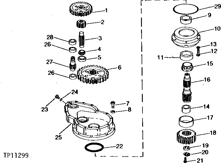 Схема запчастей John Deere 90B - 8 - SWING GEARBOX CASE 40 - MAIN FRAME AND UNDERCARRIAGE