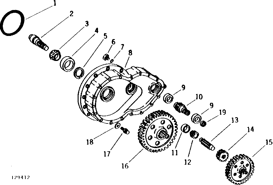 Схема запчастей John Deere 90B - 1 - TRACK DRIVE GEAR CASE AND GEARS 45 - TRACK AND PLANETARY DRIVE