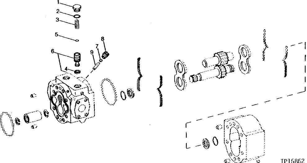 Схема запчастей John Deere 90B - 21 - TRACK DRIVE MOTOR PISTON AND PLUG 45 - TRACK AND PLANETARY DRIVE