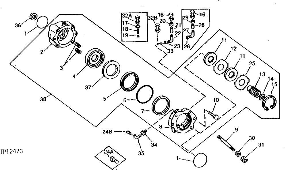 Схема запчастей John Deere 90B - 22 - HOLDING BRAKE AND HOUSE LOCK 45 - TRACK AND PLANETARY DRIVE