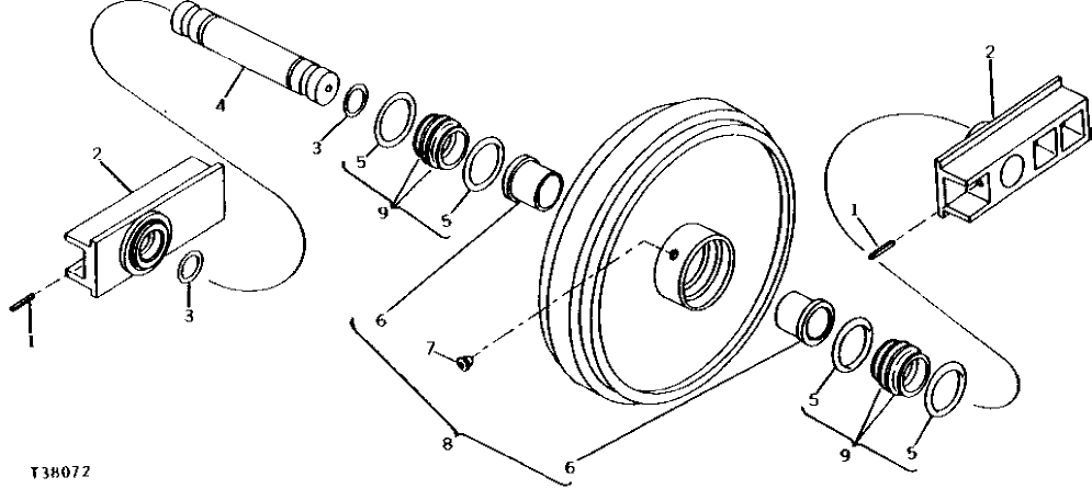Схема запчастей John Deere 90B - 29 - IDLER WHEEL 45 - TRACK AND PLANETARY DRIVE