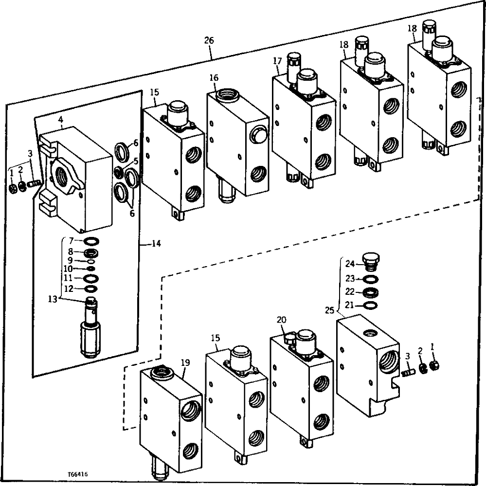 Схема запчастей John Deere 90B - 14 - CONTROL VALVE 50 - HYDRAULIC PUMP AND CONTROL VALVE