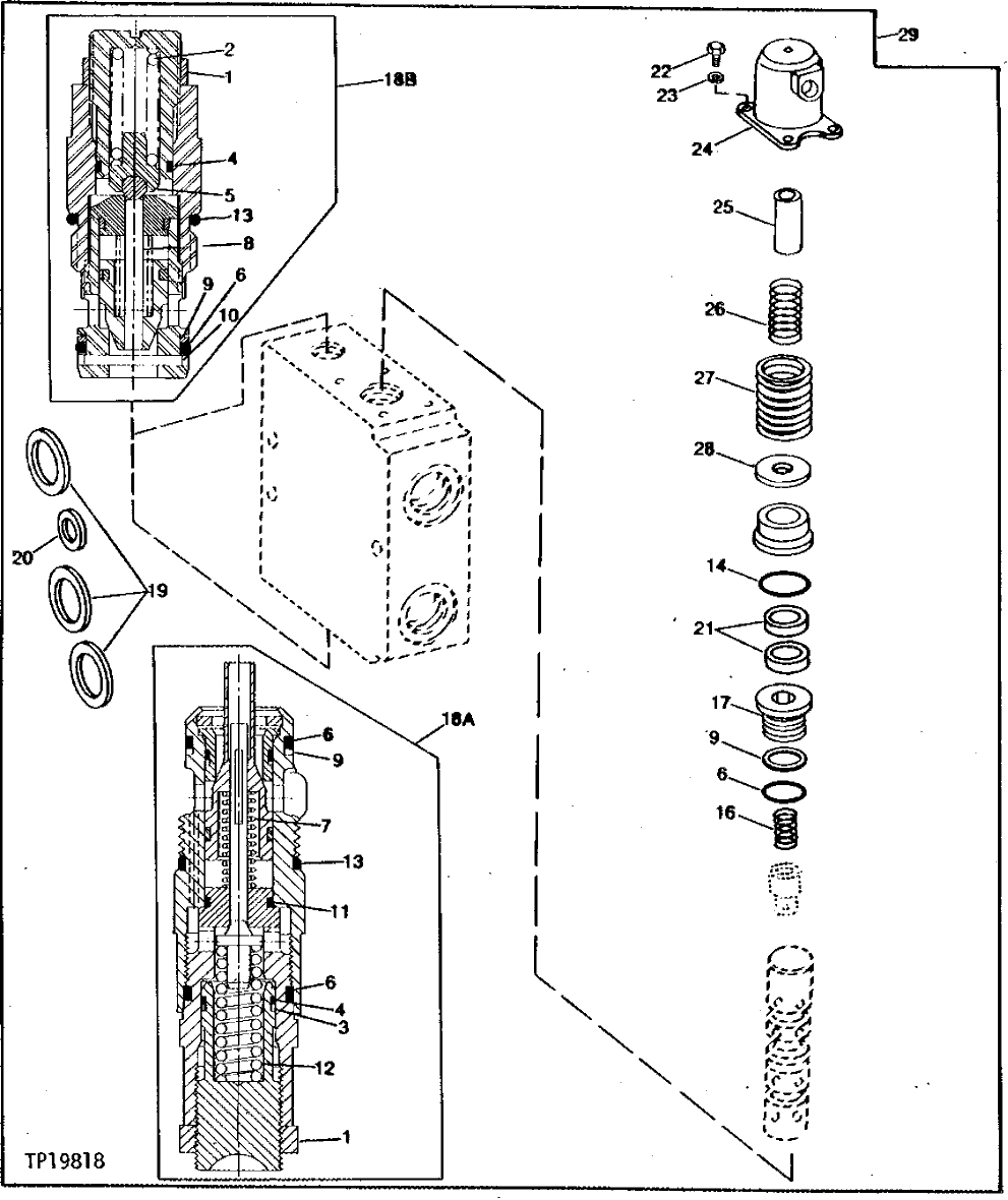 Схема запчастей John Deere 90B - 46 - REPLACEMENT ARM AND BUCKET VALVE 50 - HYDRAULIC PUMP AND CONTROL VALVE