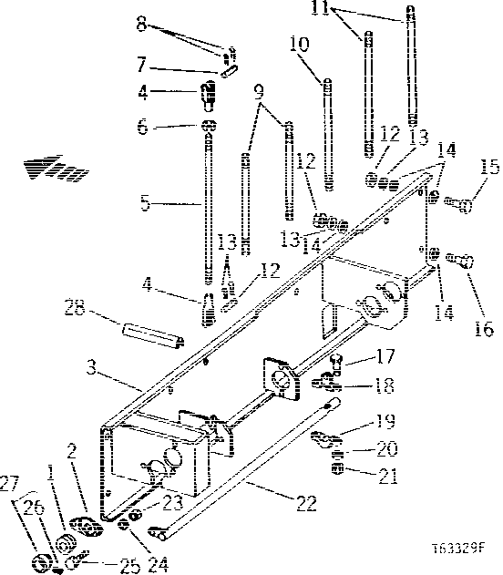 Схема запчастей John Deere 90B - 3 - BEARING BRACKET AND CONTROL VALVE LINKAGE 55 - OPERATING CONTROL LEVERS AND LINKAGE