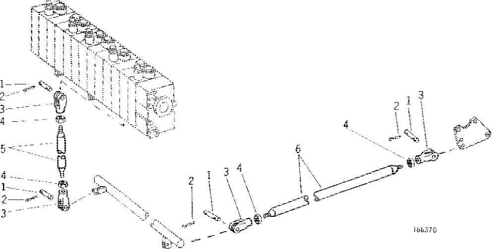 Схема запчастей John Deere 90B - 13 - CONTROL LINKAGE RIGHT TRACK 55 - OPERATING CONTROL LEVERS AND LINKAGE