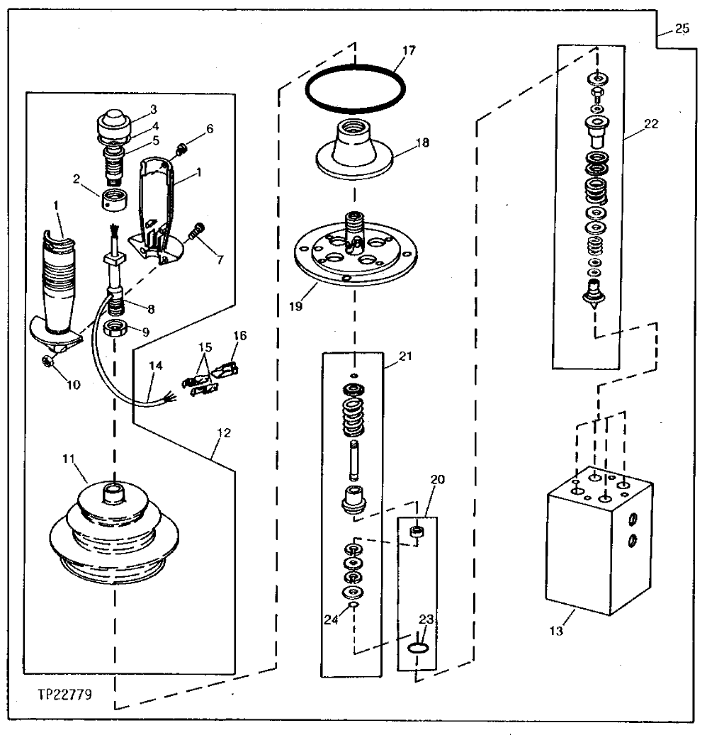 Схема запчастей John Deere 90B - 17A - PILOT CONTROL HAND CONTROLLER 55 - OPERATING CONTROL LEVERS AND LINKAGE