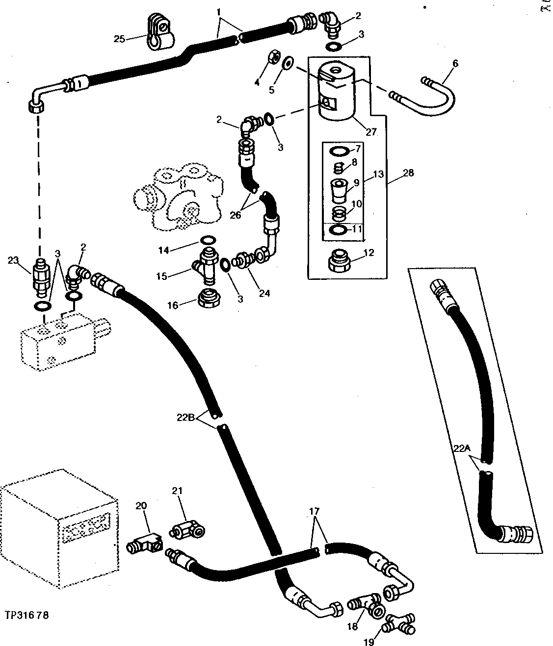 Схема запчастей John Deere 90B - 30 - PILOT CONTROL OIL FILTER HYDRAULICS 55 - OPERATING CONTROL LEVERS AND LINKAGE