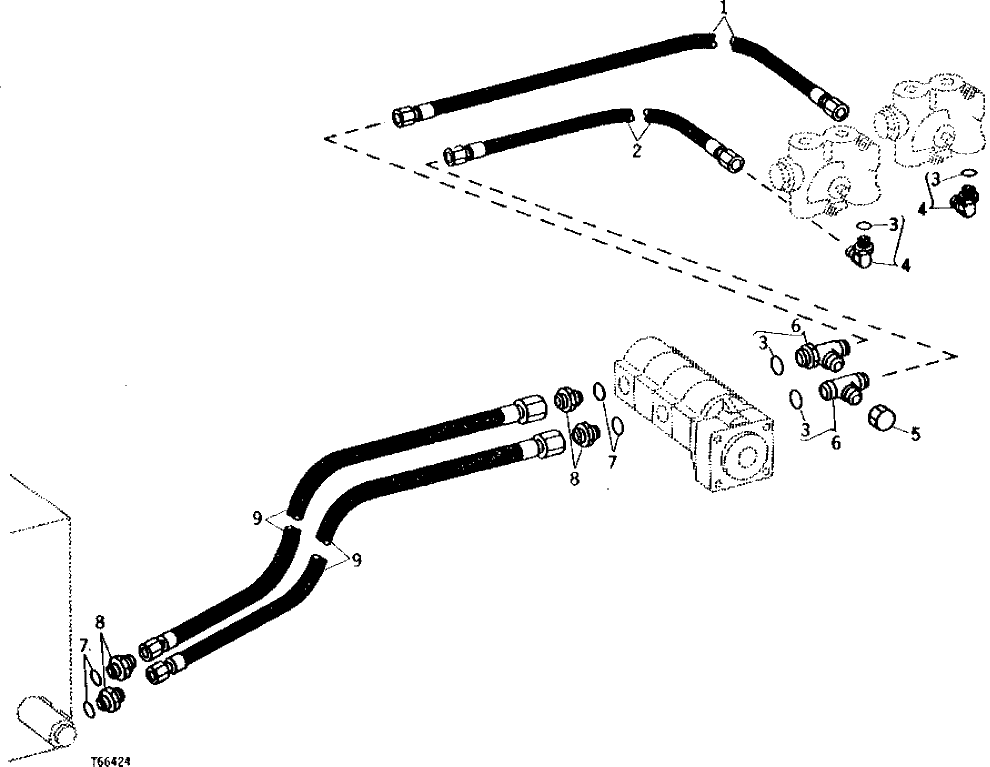 Схема запчастей John Deere 90B - 18 - MAIN PUMP HYDRAULIC HOSES 60 - HYDRAULIC SYSTEM