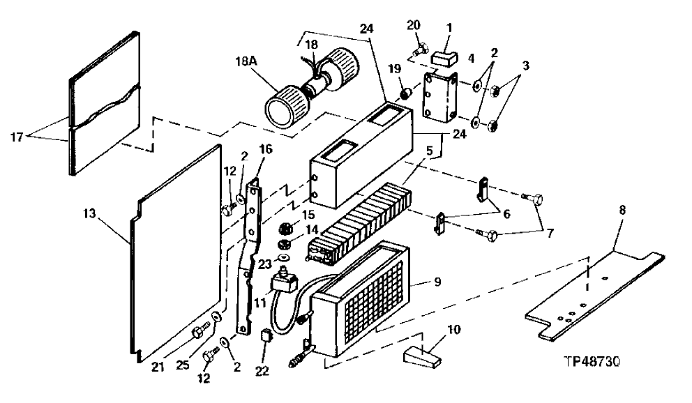 Схема запчастей John Deere 90B - 22 - HEATER AND AIR CONDITIONING ASSEMBLY 75 - CAB