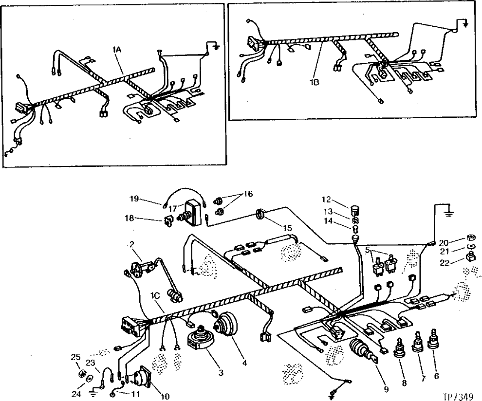 Схема запчастей John Deere 90B - 12 - CAR WIRING HARNESS 80 - INSTRUMENTS, SWITCHES, GAUGES AND WIRING