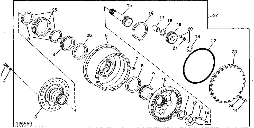 Схема запчастей John Deere 90 - 4 - PLANETARY DRIVE 250 - AXLES AND SUSPENSION SYSTEMS 2