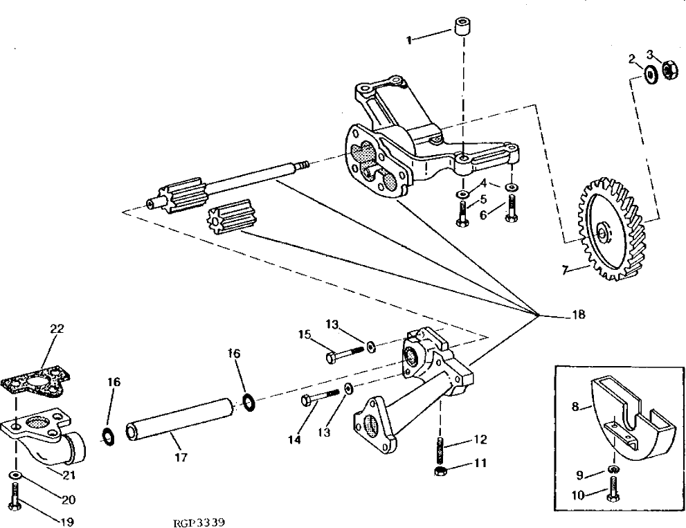 Схема запчастей John Deere 90 - 6 - ENGINE OIL PUMP (CRANKSHAFT DRIVEN) 407 - ENGINE 4