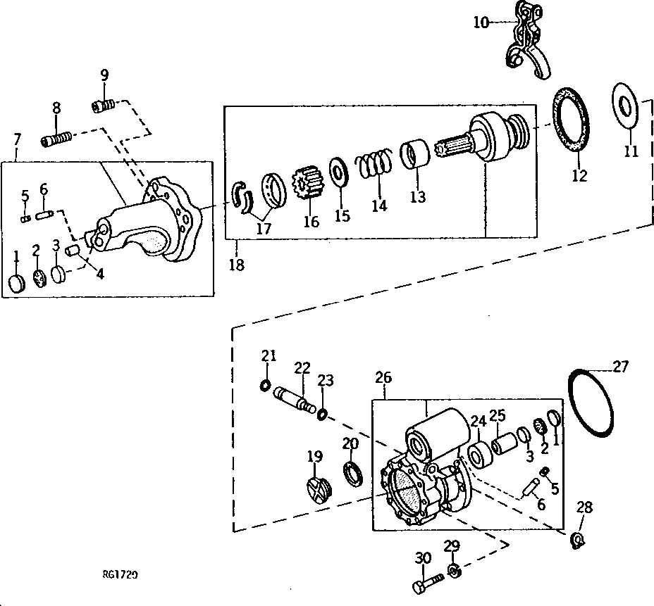 Схема запчастей John Deere 90 - 6 - STARTER DRIVE END HOUSING AND DRIVE 422 - ENGINE 4