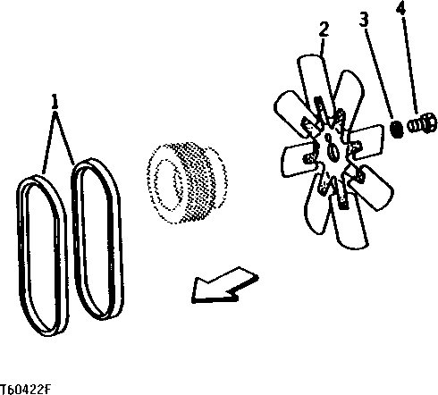 Схема запчастей John Deere 90 - 1 - FAN BLADE AND FAN BELTS 510 - ENGINE AUXILIARY SYSTEMS 5