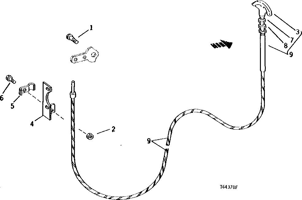 Схема запчастей John Deere 90 - 2 - FUEL SHUT-OFF CABLE AND BRACKET 515 - ENGINE AUXILIARY SYSTEMS 5