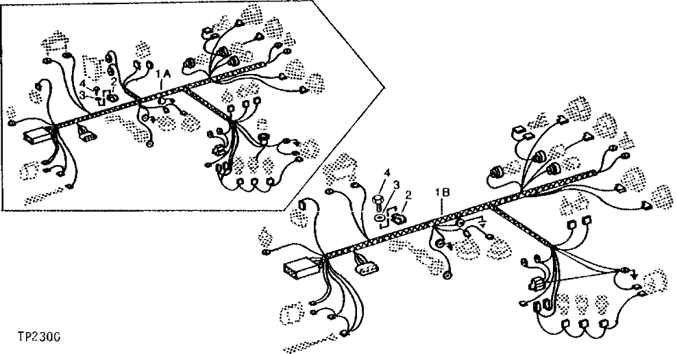 Схема запчастей John Deere 90 - 1 - CAB WIRING HARNESS 1674 - ELECTRICAL SYSTEMS 16
