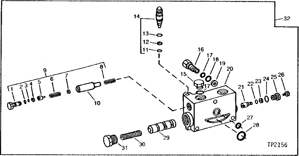 Схема запчастей John Deere 90 - 25 - PRESSURE COMPENSATOR ASSEMBLY FOR TRACK AND SWING VALVE 3360 - BACKHOE AND EXCAVATOR 33
