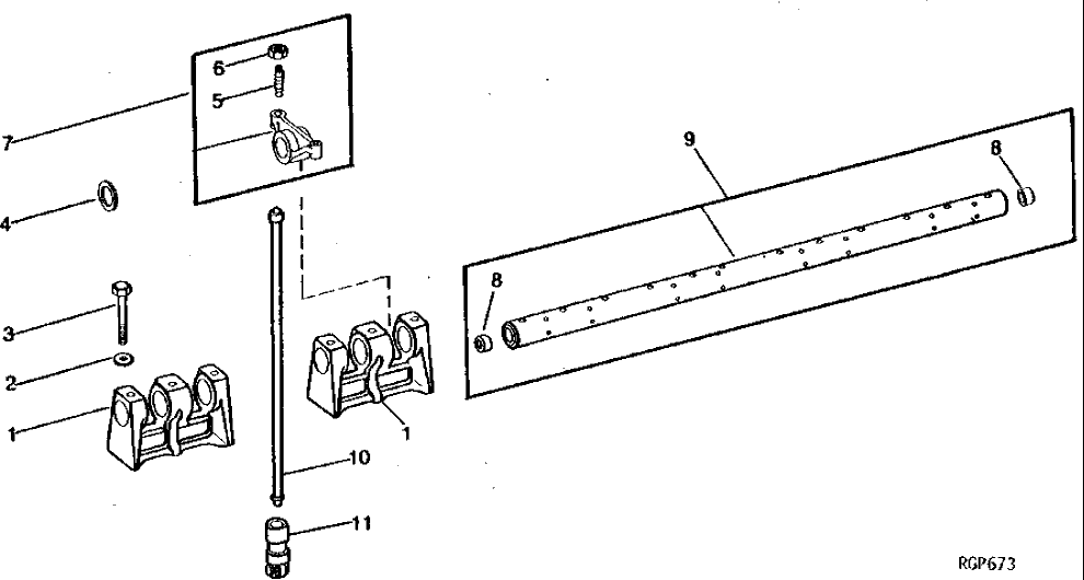Схема запчастей John Deere 90 - 6 - ROCKER ARM SHAFT, PUSH RODS AND ROCKER ARMS 402 - ENGINE 4