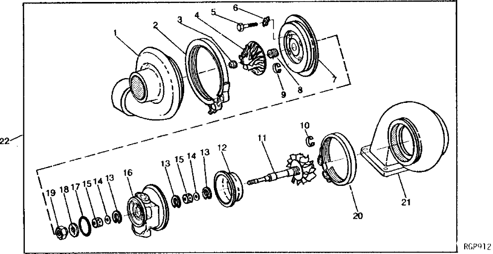 Схема запчастей John Deere 90 - 4 - TURBOCHARGER 416 - ENGINE 4
