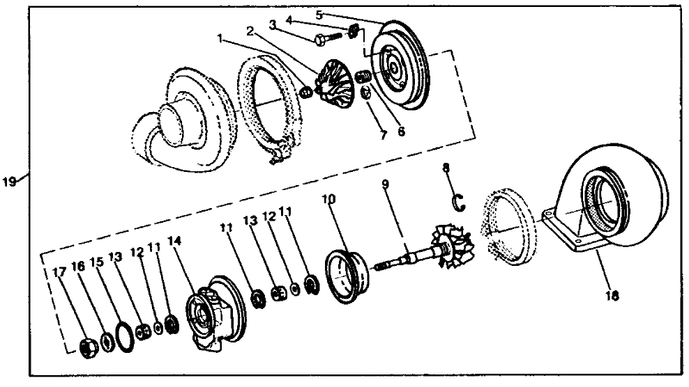 Схема запчастей John Deere 90 - 7 - TURBOCHARGER CENTER HOUSING 416 - ENGINE 4