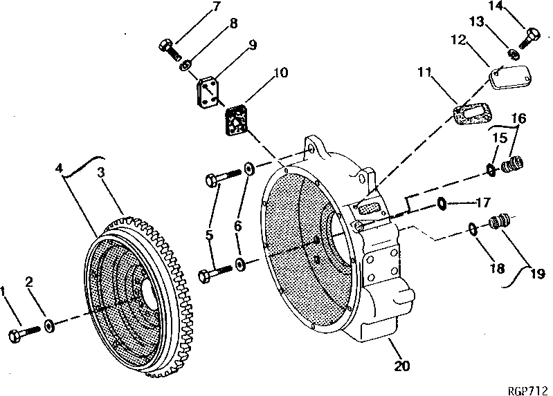 Схема запчастей John Deere 90 - 1 - FLYWHEEL AND HOUSING 433 - ENGINE 4