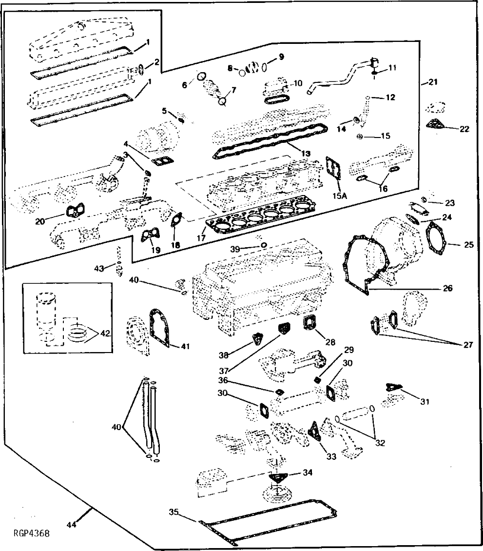 Схема запчастей John Deere 90 - 6 - ENGINE GASKET SETS 452 - ENGINE 4