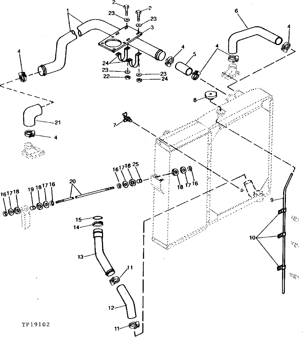 Схема запчастей John Deere 90 - 4 - RADIATOR HOSES 510 - ENGINE AUXILIARY SYSTEMS 5