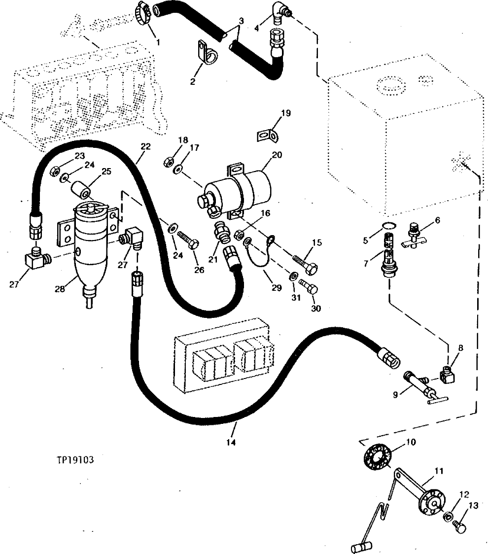 Схема запчастей John Deere 90 - 6 - FUEL TANK FUEL HOSE 560 - ENGINE AUXILIARY SYSTEMS 5
