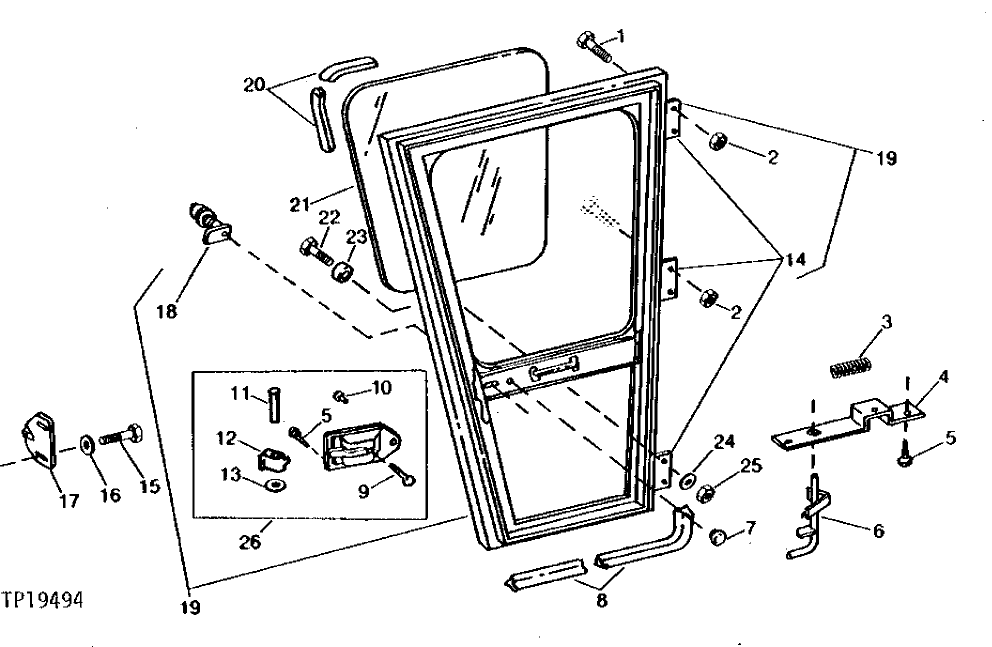 Схема запчастей John Deere 90 - 7 - CAB DOOR 1810 - OPERATORS STATION 18