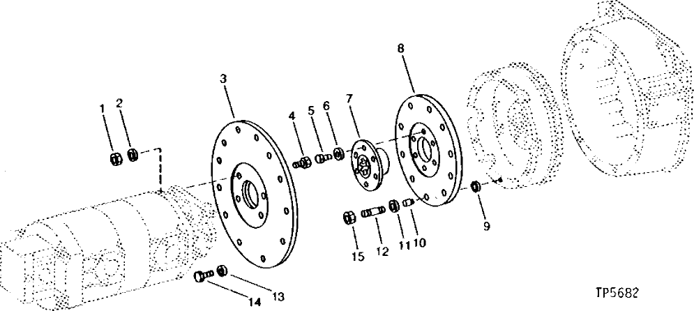 Схема запчастей John Deere 90 - 2 - HYDRAULIC PUMP DRIVE PLATE AND MOUNTING 3360 - EXCAVATOR 33