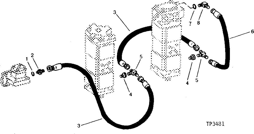 Схема запчастей John Deere 90 - 13 - SWING MOTORS TO FILTER DIFFUSER MANIFOLD 4360 - SWING, ROTATION OR PIVOTING SYSTEM 43