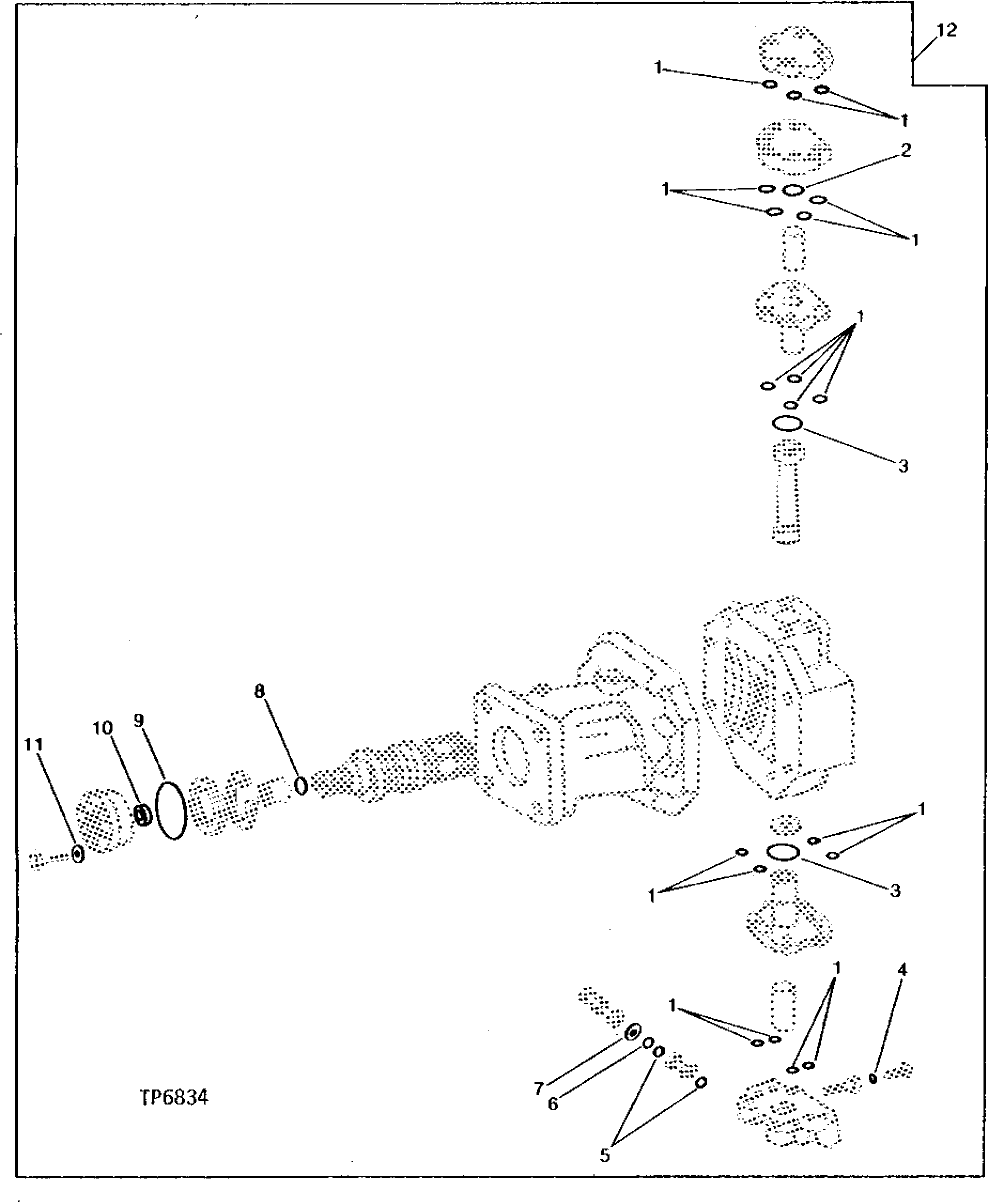 Схема запчастей John Deere 90A - 12 - PROPEL MOTOR O-RING KIT 260 - UNDERCARRIAGE 2