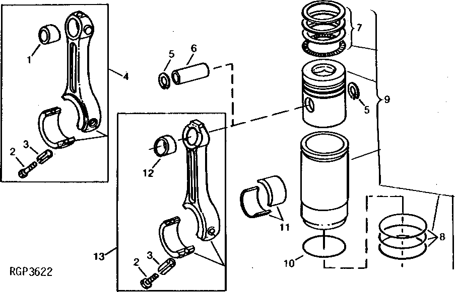 Схема запчастей John Deere 90A - 2 - PISTON, RINGS, LINERS, AND CONNECTING RODS 403 - ENGINE 4