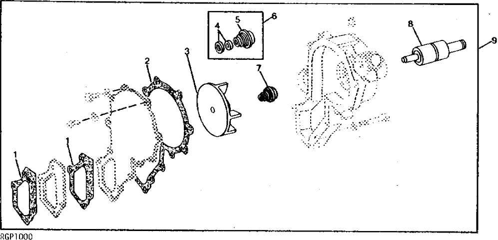 Схема запчастей John Deere 90A - 3 - WATER PUMP REPAIR KIT 417 - ENGINE 4