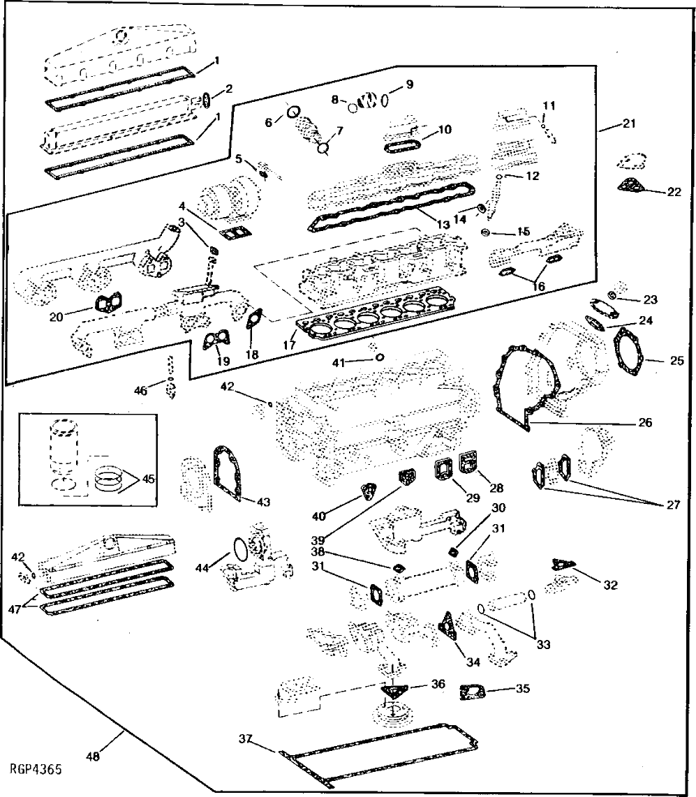 Схема запчастей John Deere 90A - 2 - ENGINE GASKET SETS 452 - ENGINE 4