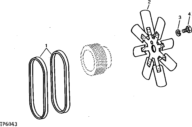Схема запчастей John Deere 90A - 2 - FAN BLADE AND FAN BELTS 510 - ENGINE AUXILIARY SYSTEMS 5