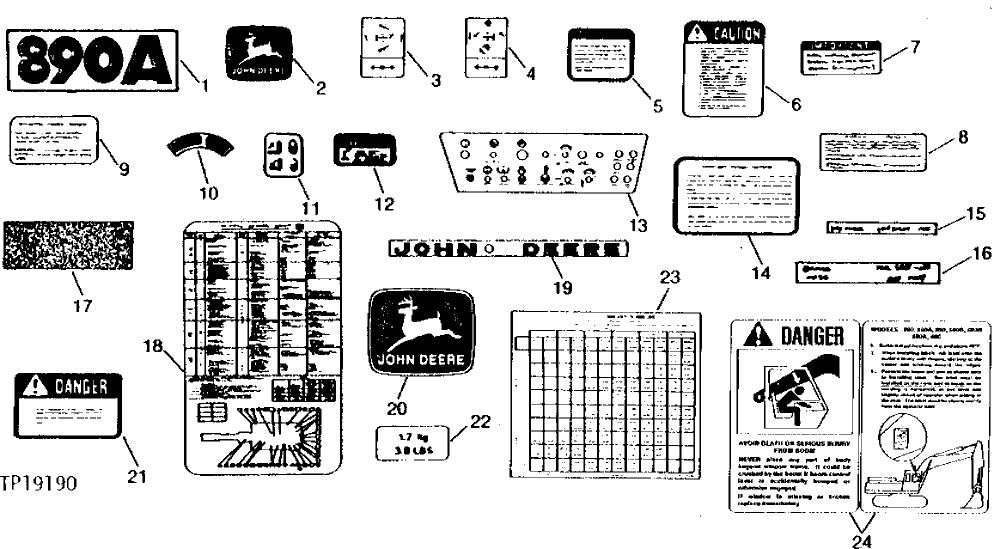 Схема запчастей John Deere 90A - 1 - DECALS AND LABELS 1320 - MISCELLANEOUS VEHICLE 13