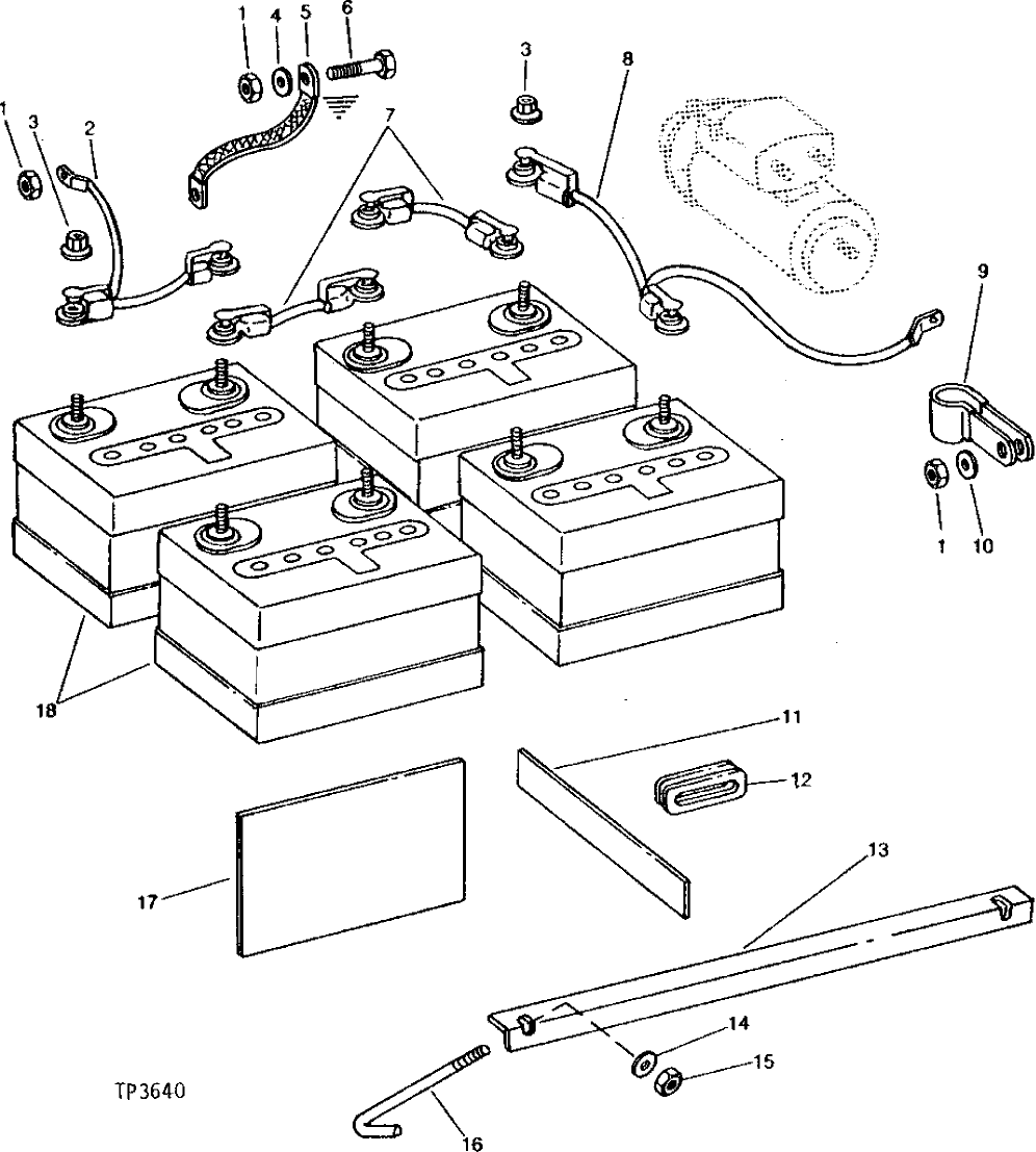 Схема запчастей John Deere 90A - 2 - BATTERIES AND BATTERY CABLES 1671 - ELECTRICAL SYSTEM 16