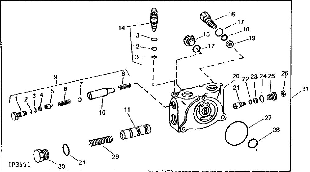 Схема запчастей John Deere 90A - 28 - TRACK AND SWING VALVE INLET ASSEMBLY 3360 - EXCAVATOR 33