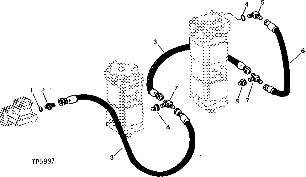 Схема запчастей John Deere 90A - 11 - SWING MOTORS TO FILTER DIFFUSER MANIFOLD 4360 - SWING, ROTATION OR PIVOTING SYSTEM 43