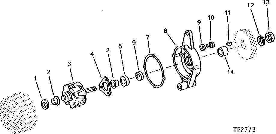 Схема запчастей John Deere 90 - 3 - 16-AMPERE ALTERNATOR (FRONT SECTION) 1672 - ELECTRICAL SYSTEMS 16