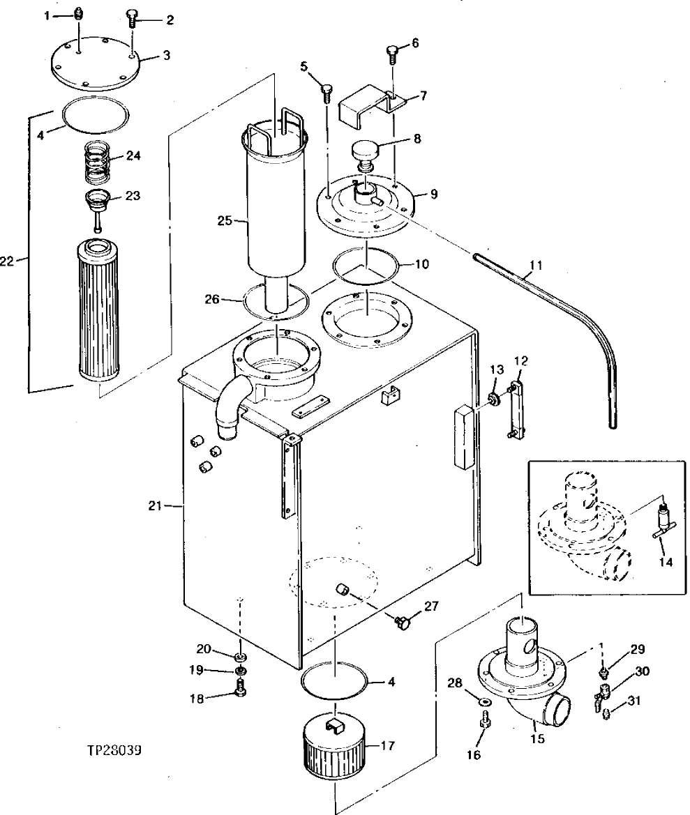 Схема запчастей John Deere 90 - 2 - HYDRAULIC RESERVOIR 2160 - MAIN HYDRAULIC SYSTEM 21