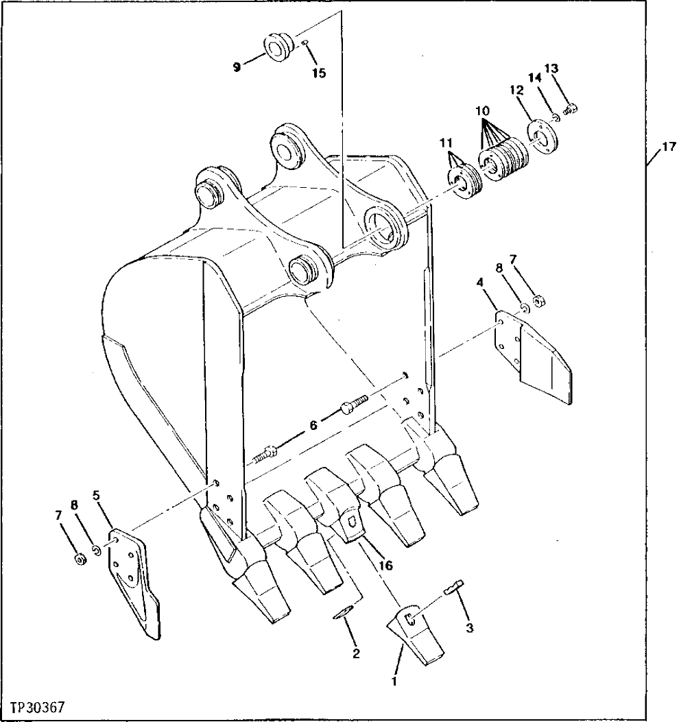 Схема запчастей John Deere 90 - 4 - REPLACEMENT BUCKET, .62 CU YD 3302 - EXCAVATOR 33