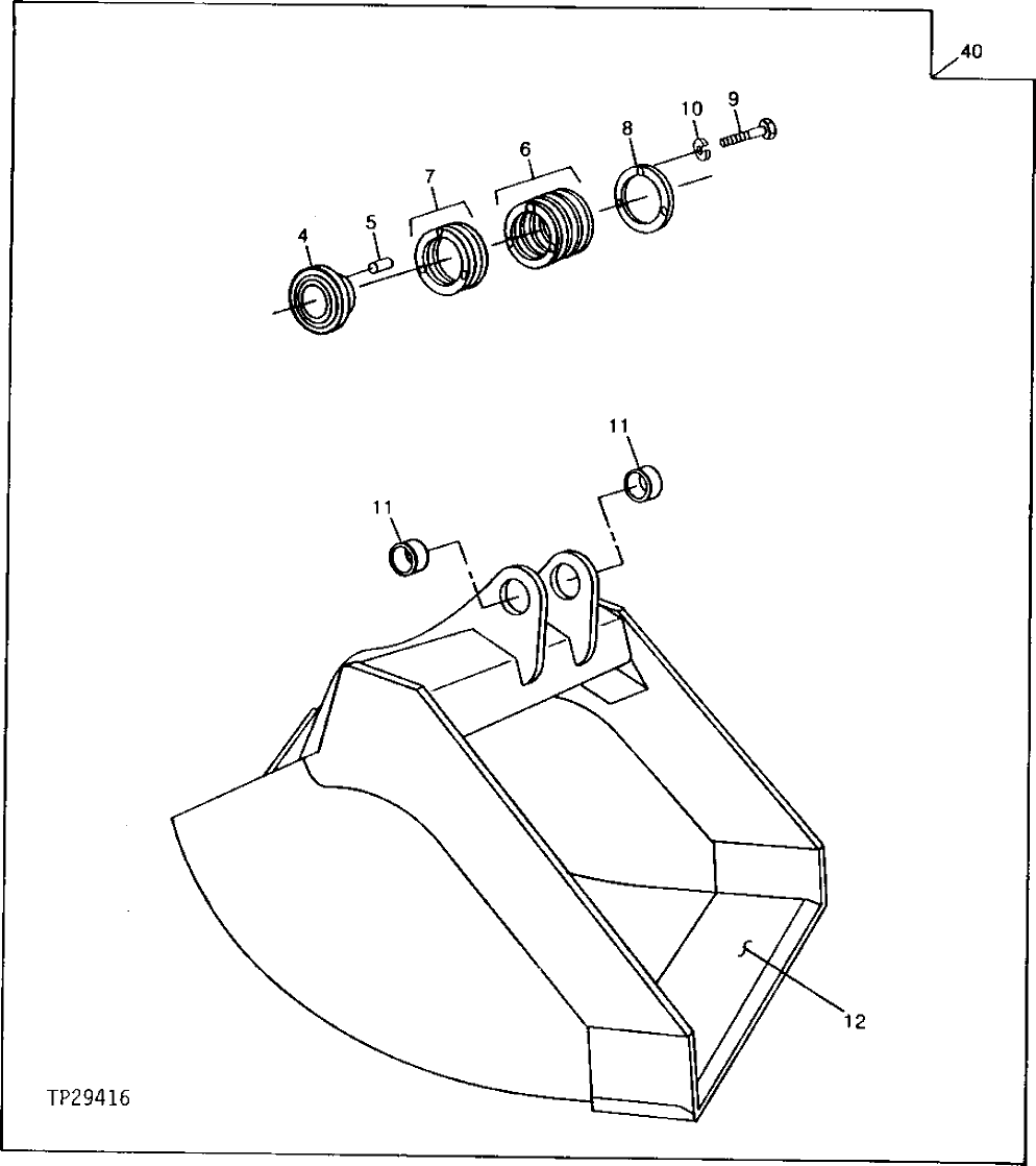 Схема запчастей John Deere 90 - 14 - BUCKET 3302 - EXCAVATOR 33