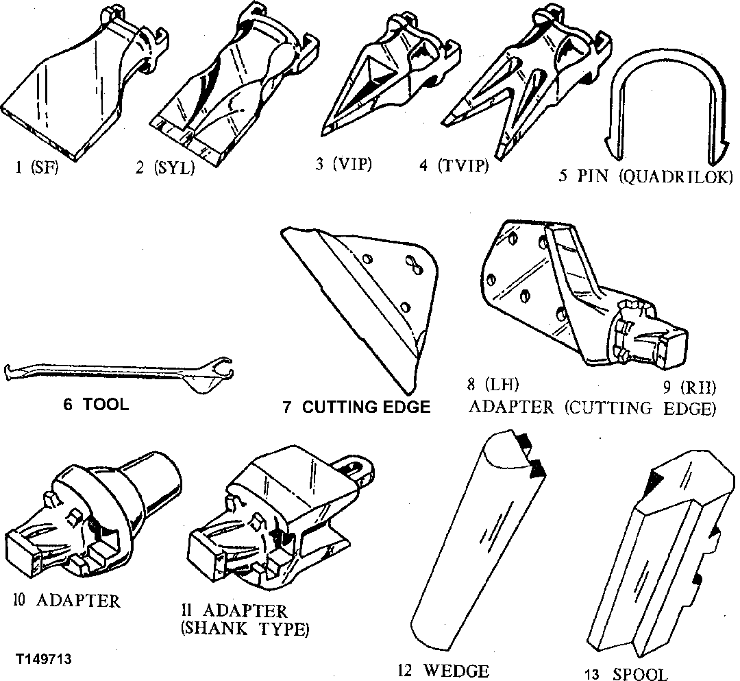 Схема запчастей John Deere 90 - 16 - ESCO BUCKET CUTTING EDGES, TEETH AND ADAPTERS 3302 - EXCAVATOR 33