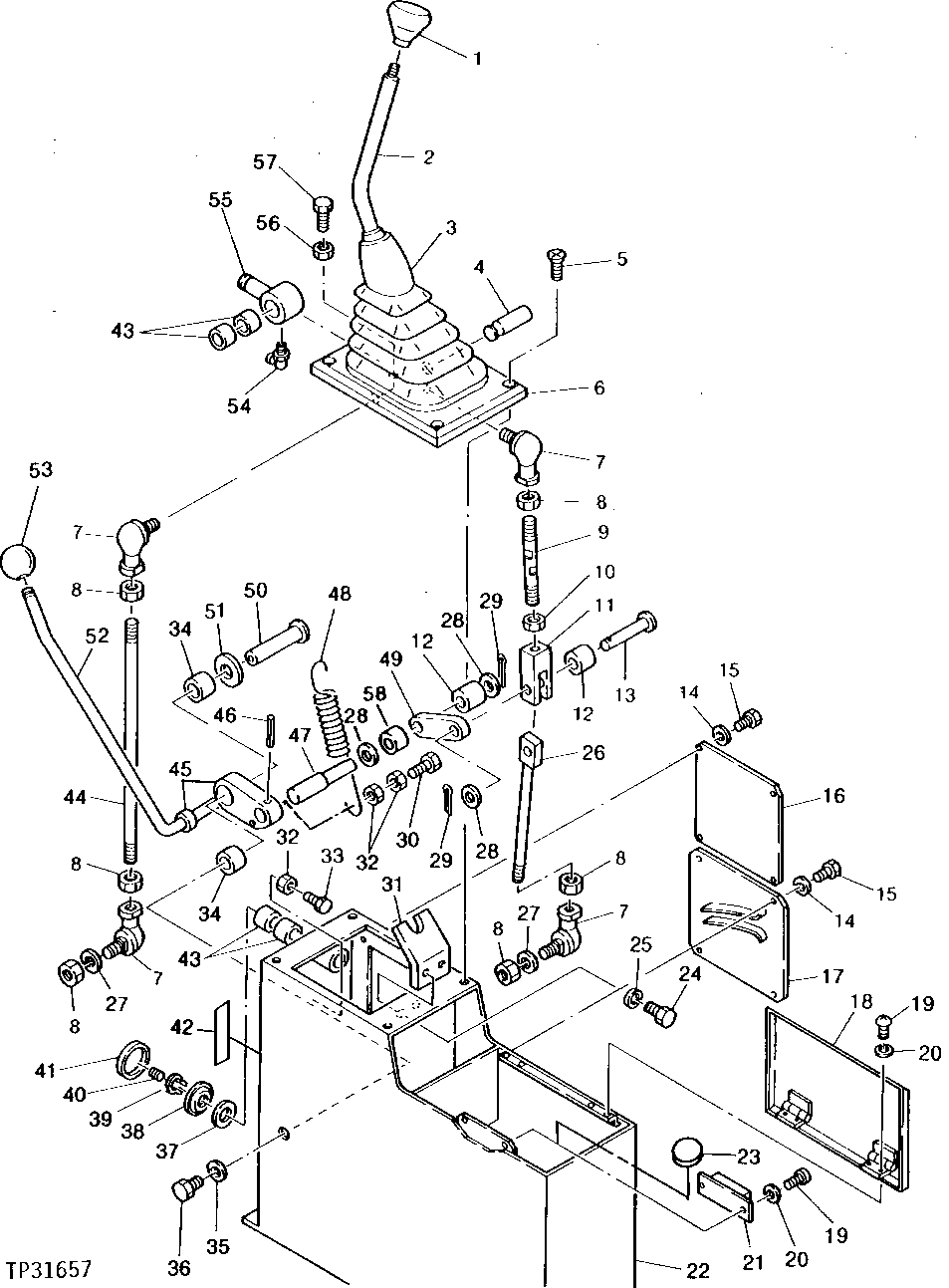 Схема запчастей John Deere 90 - 2 - LEFT-HAND CONSOLE CONTROL LEVERS AND LINKAGE 3315 - EXCAVATOR 33
