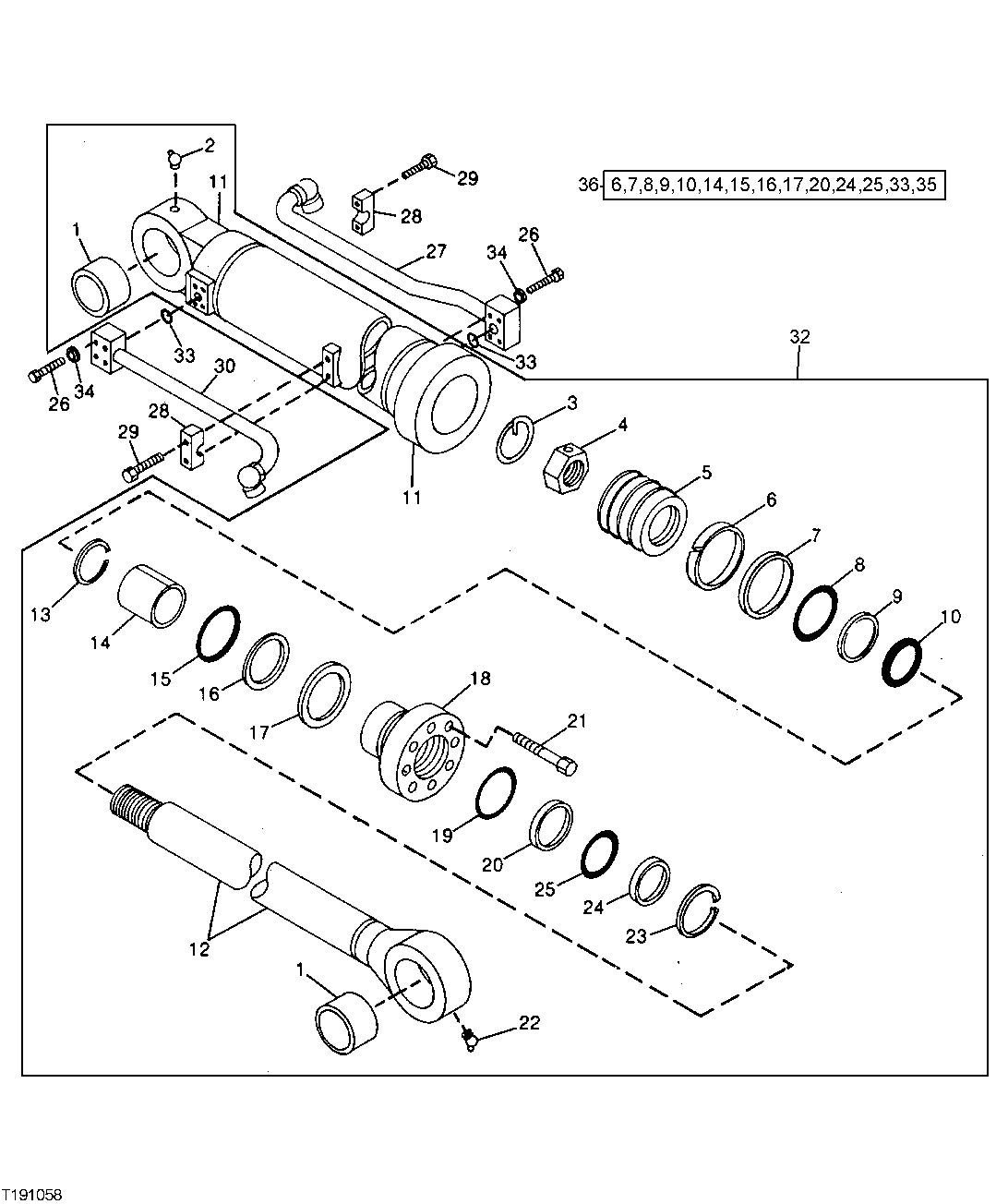 Схема запчастей John Deere 90 - 12 - BUCKET CYLINDER 3360 - EXCAVATOR 33