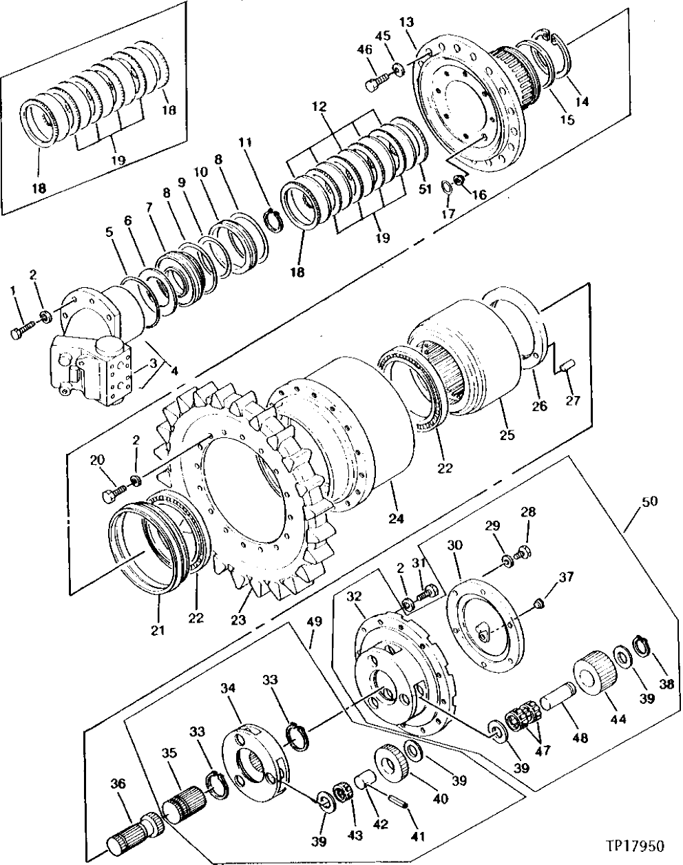 Схема запчастей John Deere 90 - 18 - PROPEL MOTOR, BRAKE AND FINAL DRIVE 130 - TRACKS 1